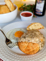 Sausage gravy with biscuit